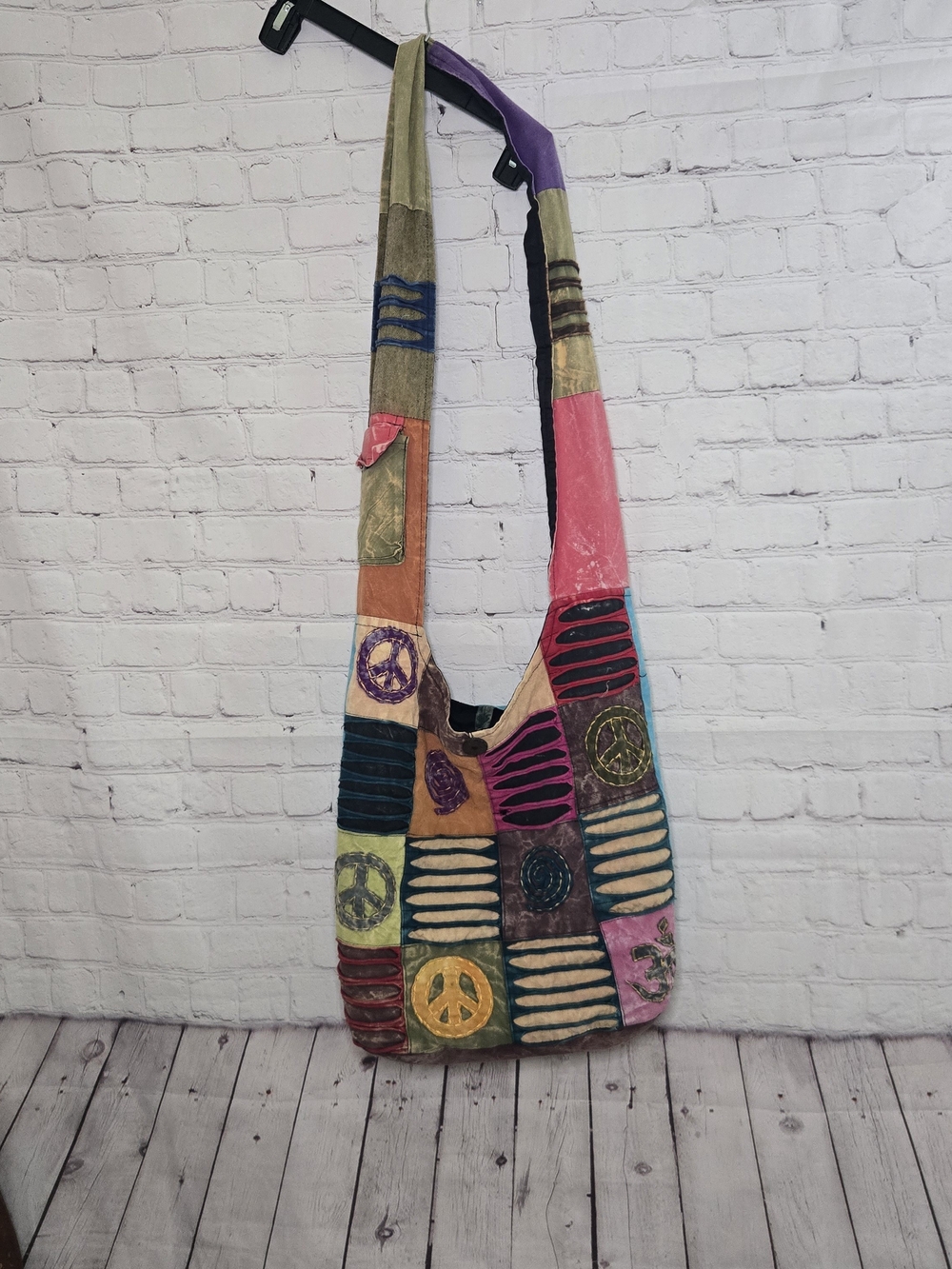 Handmade Multicolor Patchwork Peace Crossbody Bag